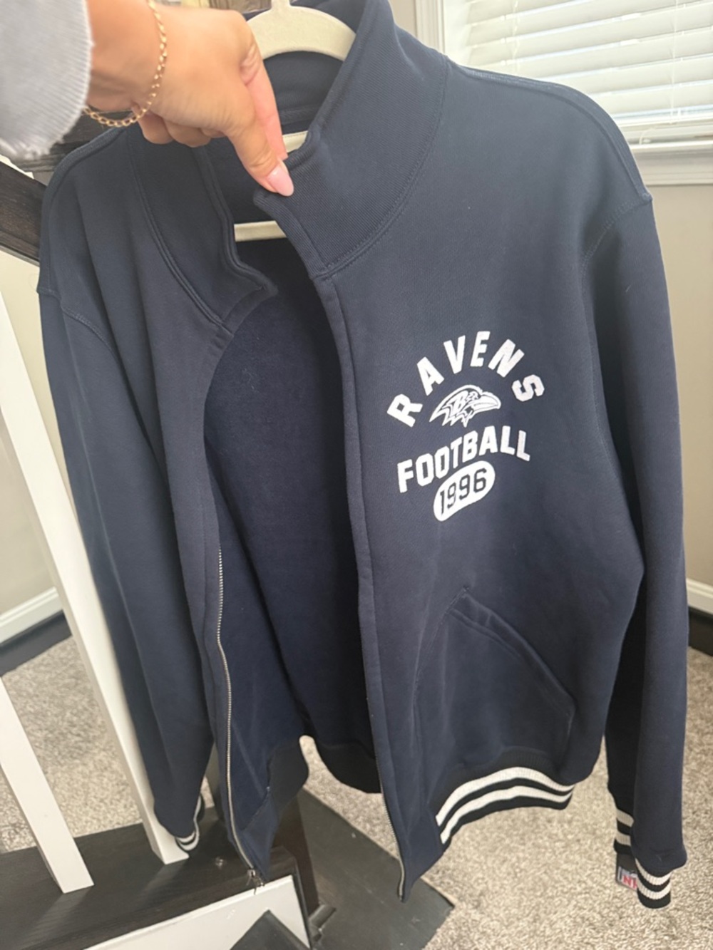 Navy Baltimote Ravens Fanatics Football Zip-Up Jacket